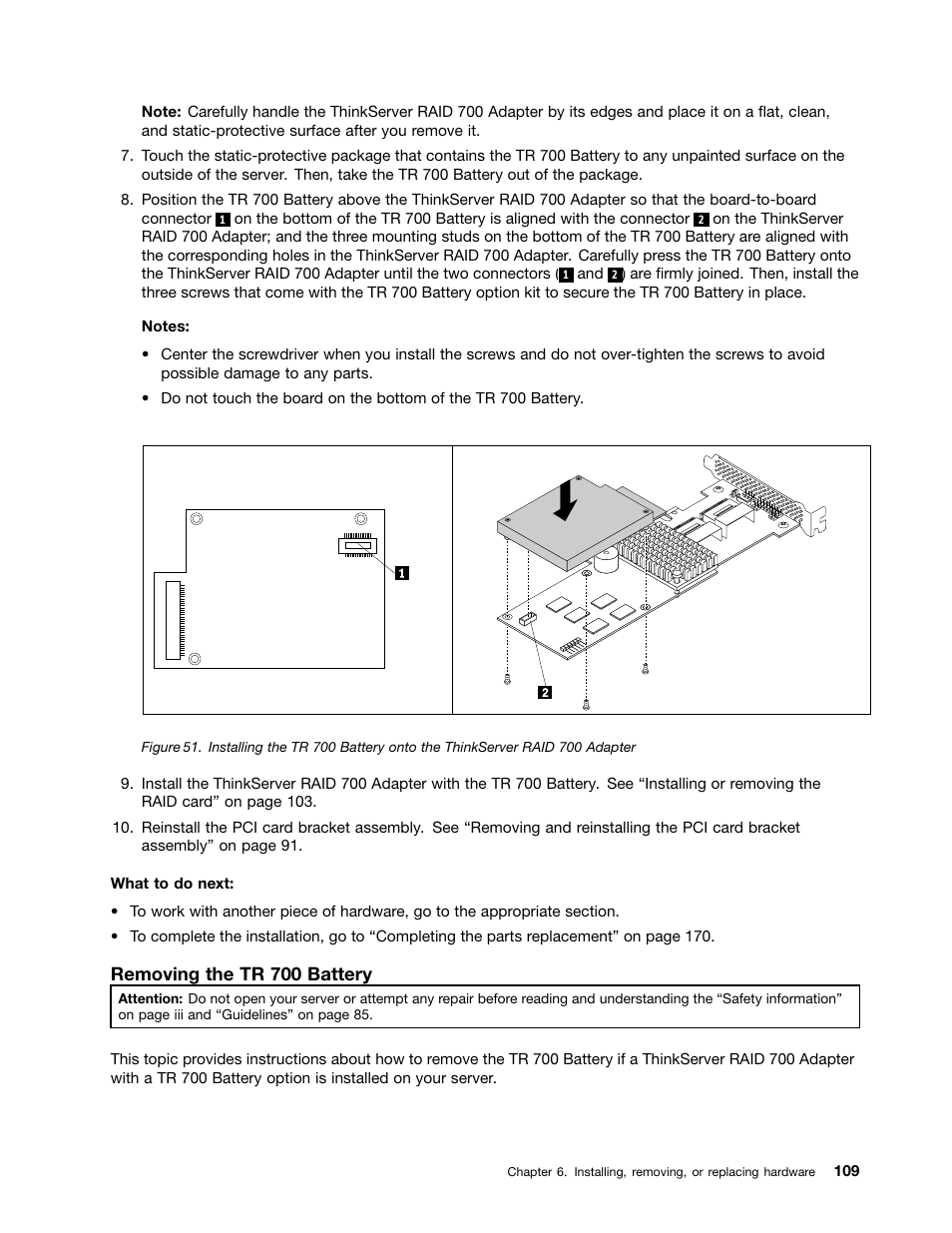 Removing the tr 700 battery | Lenovo ThinkServer TS430 User Manual | Page 121 / 222