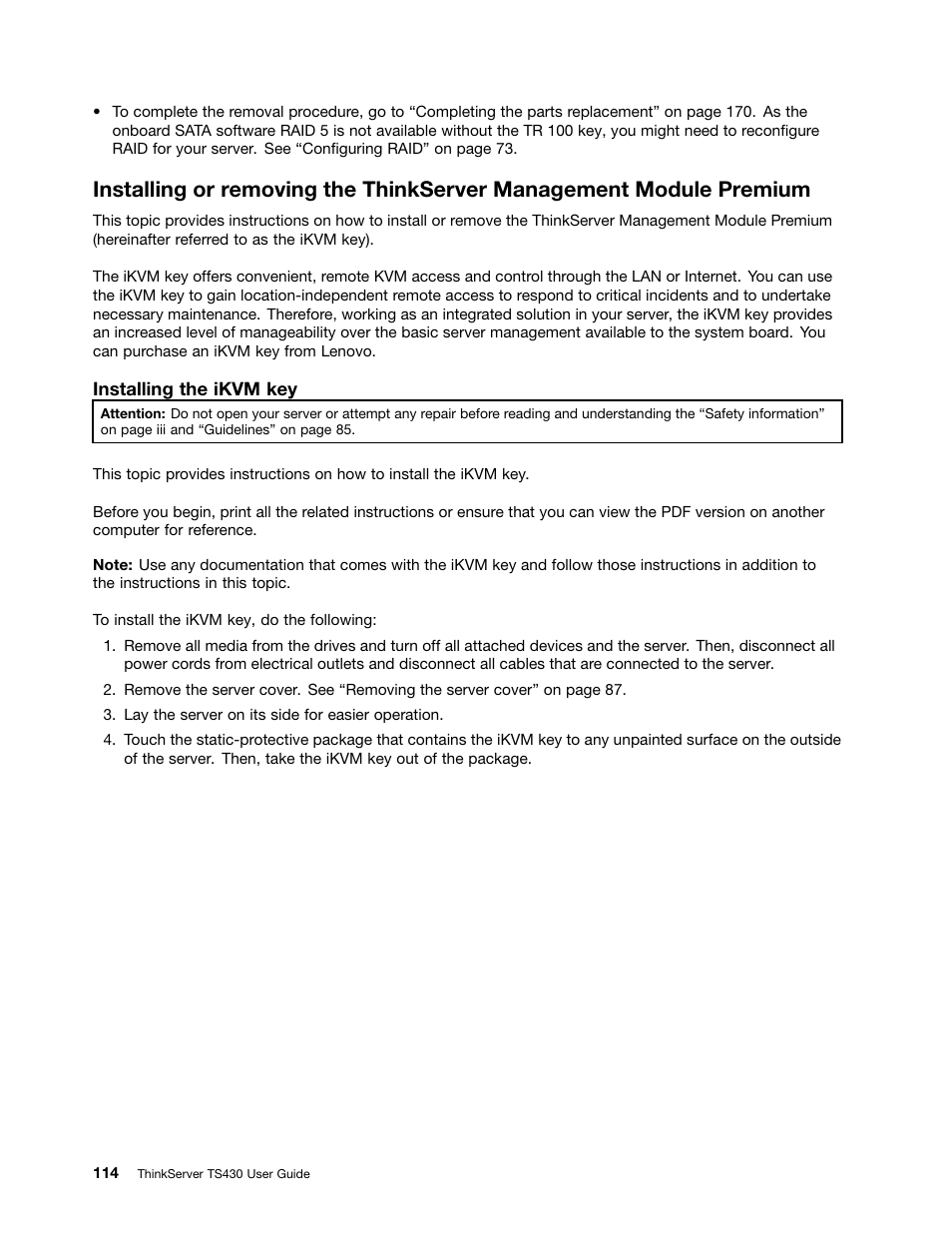 Lenovo ThinkServer TS430 User Manual | Page 126 / 222