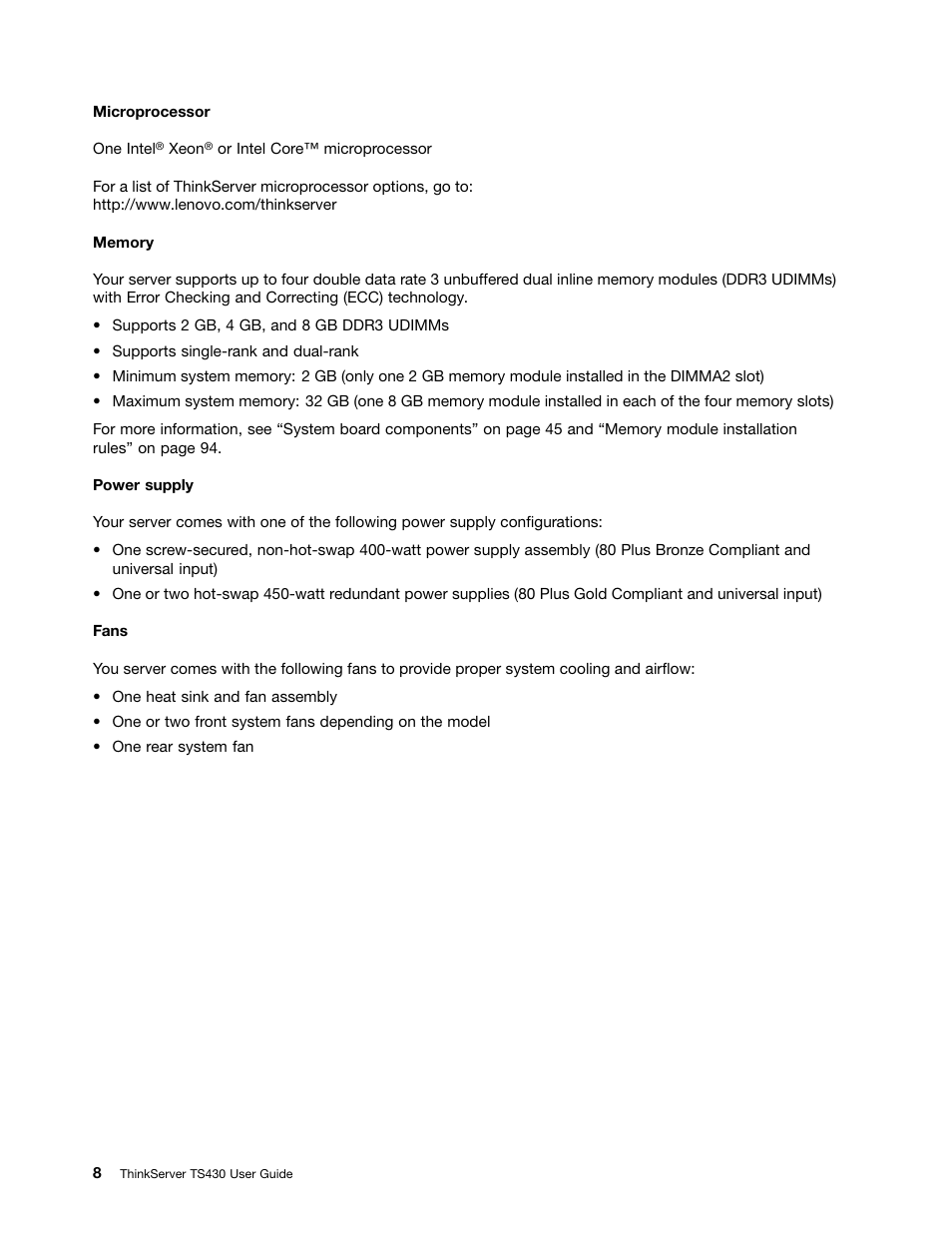Lenovo ThinkServer TS430 User Manual | Page 20 / 222