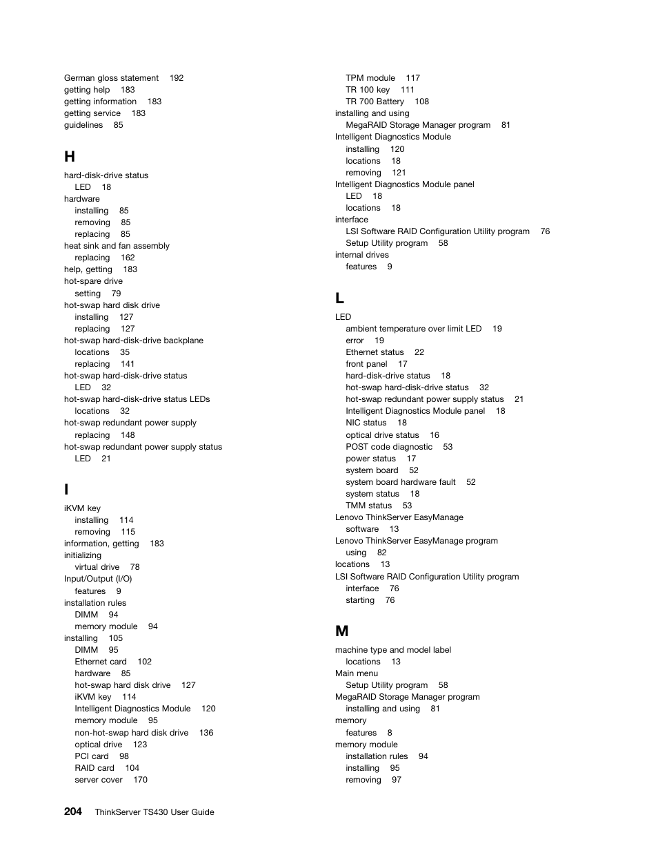 Lenovo ThinkServer TS430 User Manual | Page 216 / 222