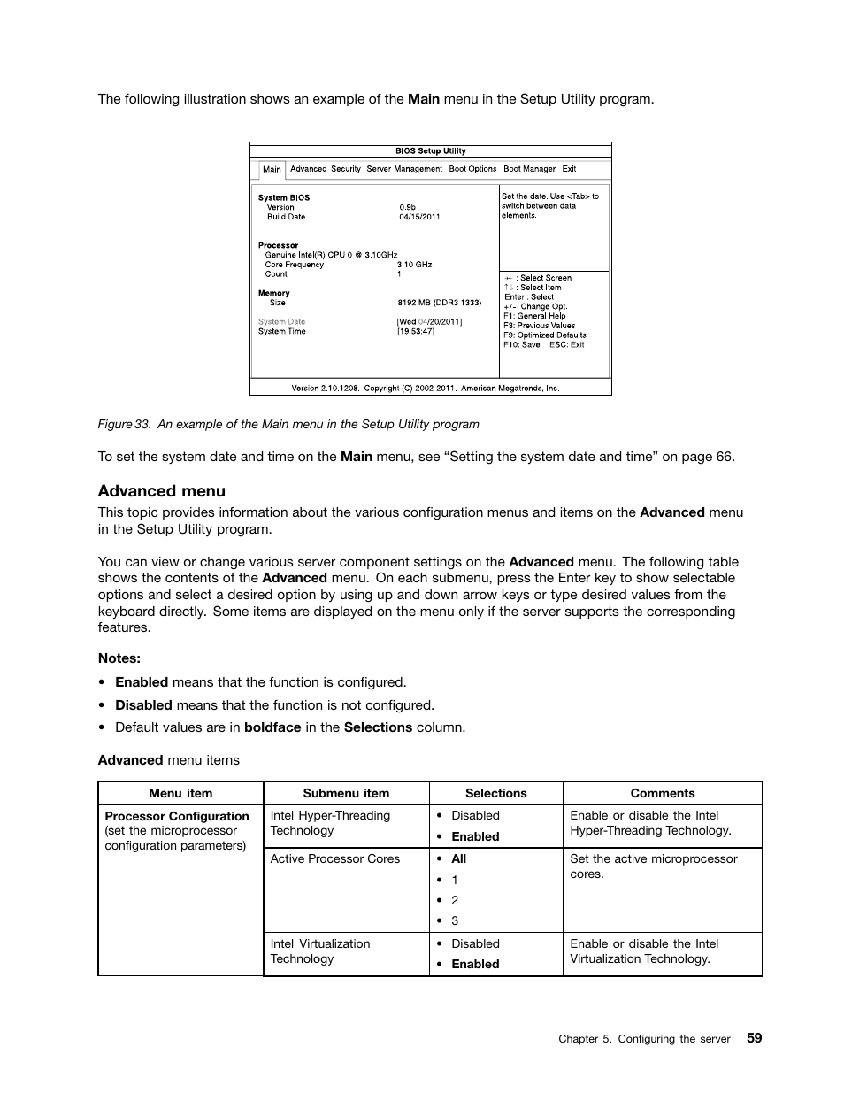 Advanced menu | Lenovo ThinkServer TS430 User Manual | Page 71 / 222