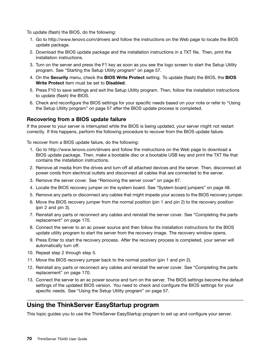 Using the thinkserver easystartup program, Using the thinkserver | Lenovo ThinkServer TS430 User Manual | Page 82 / 222