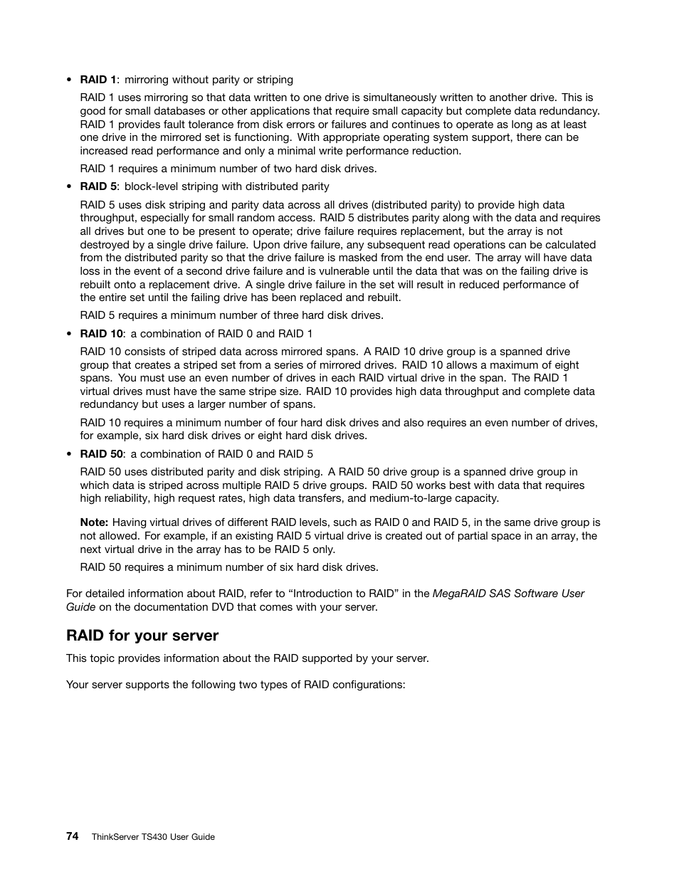 Raid for your server | Lenovo ThinkServer TS430 User Manual | Page 86 / 222