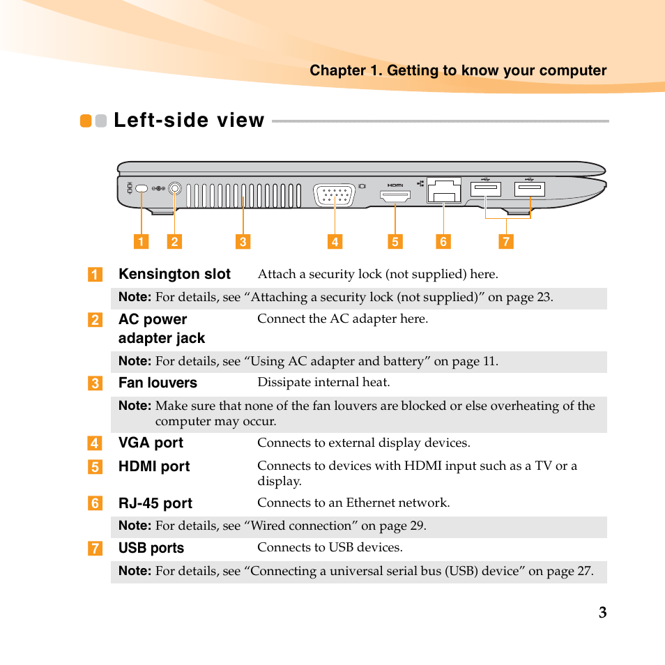 Left-side view | Lenovo IdeaPad U450p User Manual | Page 17 / 136