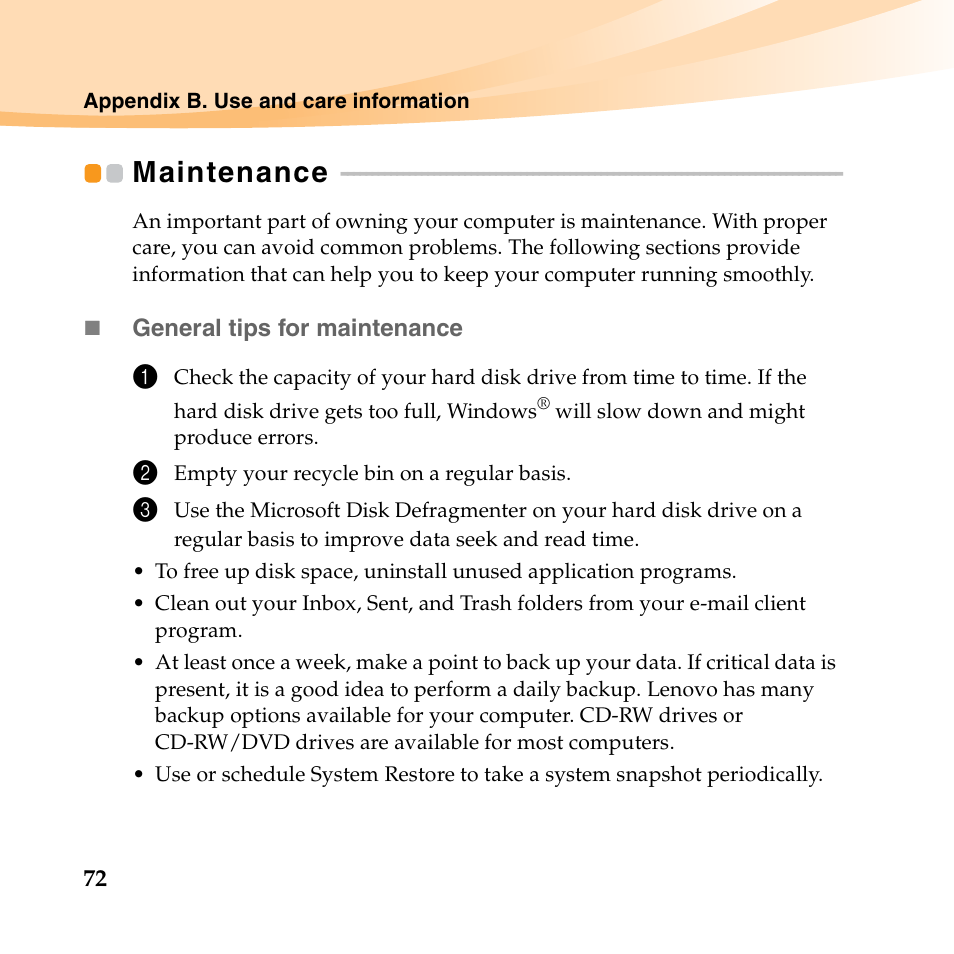 Maintenance | Lenovo IdeaPad U450p User Manual | Page 86 / 136