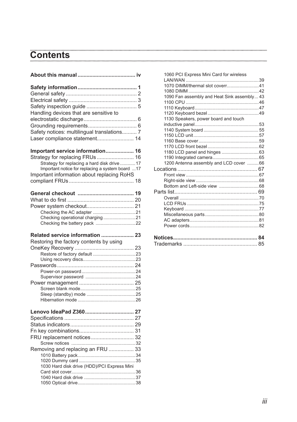 Lenovo IdeaPad Z360 User Manual | Page 3 / 89