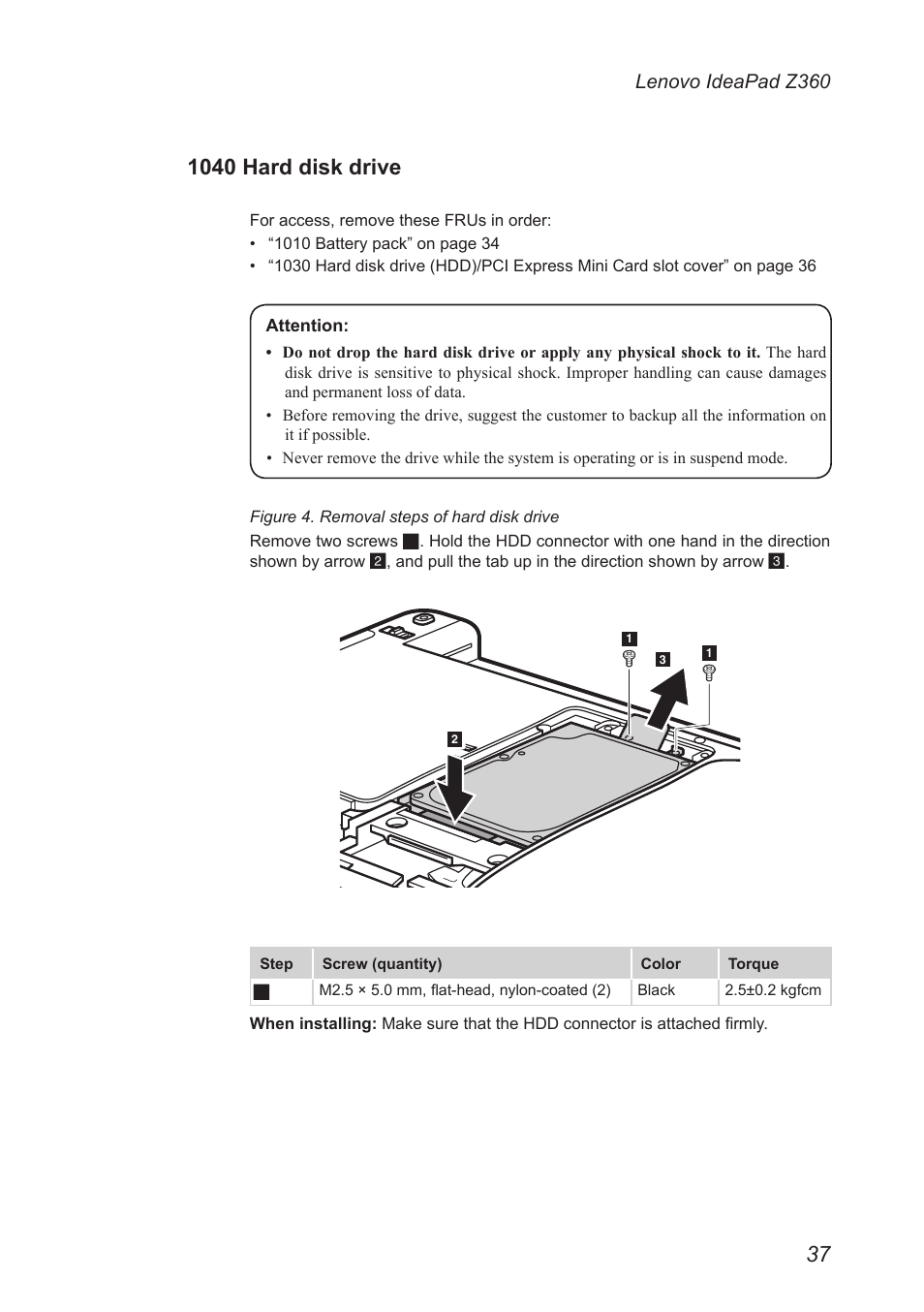 1040 hard disk drive | Lenovo IdeaPad Z360 User Manual | Page 41 / 89