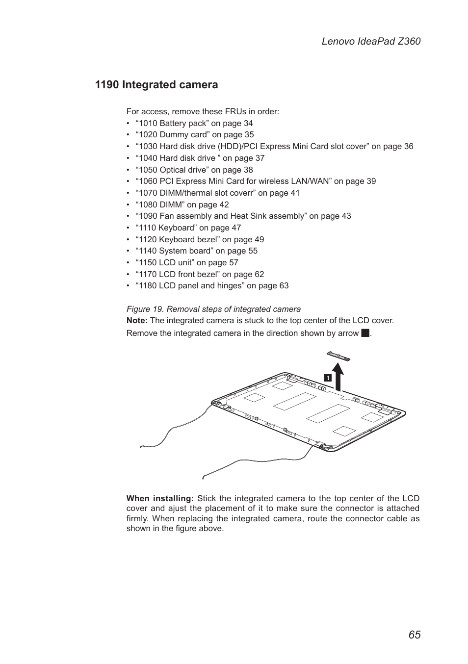 1190 integrated camera | Lenovo IdeaPad Z360 User Manual | Page 69 / 89