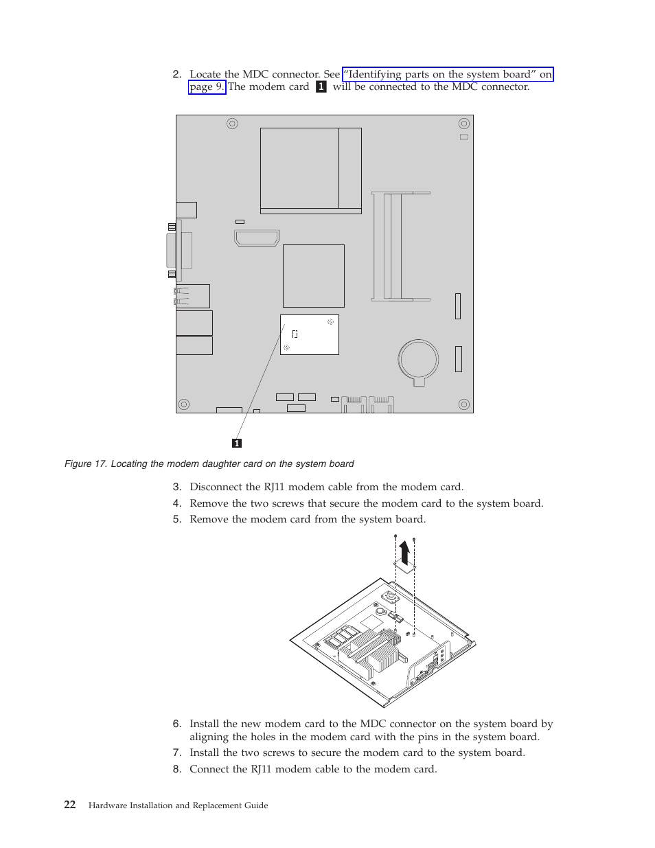 Locating, Modem, Daughter | Card, System, Board | Lenovo ThinkCentre A61e User Manual | Page 30 / 42