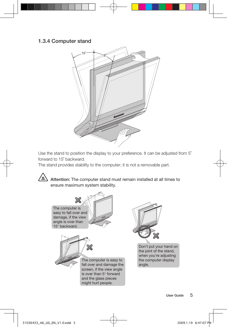 4 computer stand | Lenovo IdeaCentre A600 User Manual | Page 10 / 47