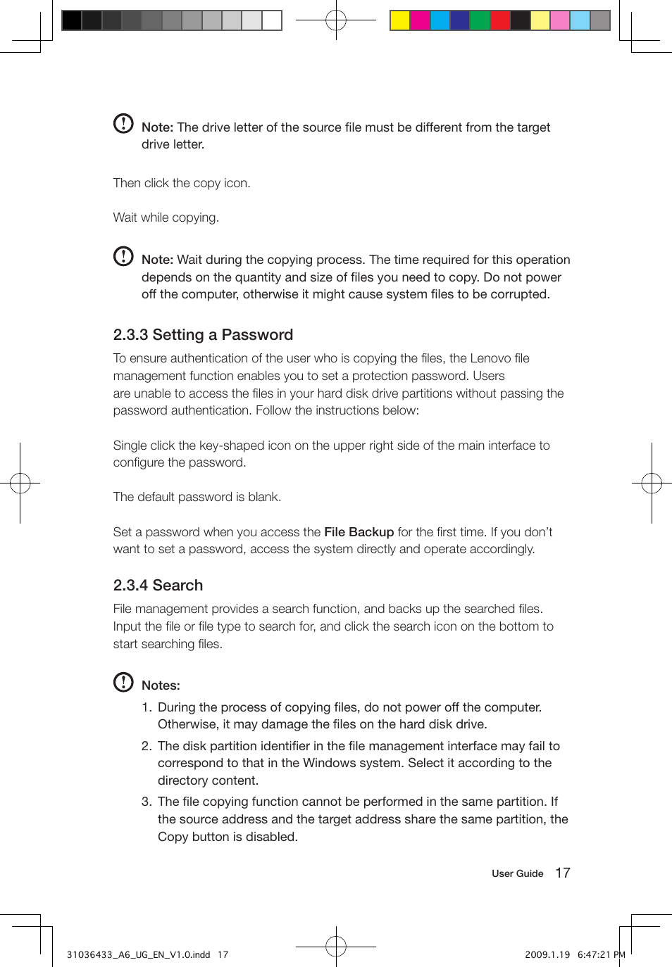 3 setting a password, 4 search | Lenovo IdeaCentre A600 User Manual | Page 22 / 47