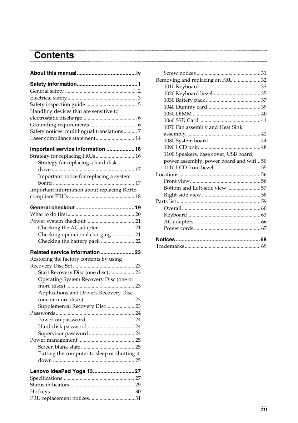 Lenovo Yoga 13 Notebook IdeaPad User Manual | Page 3 / 73