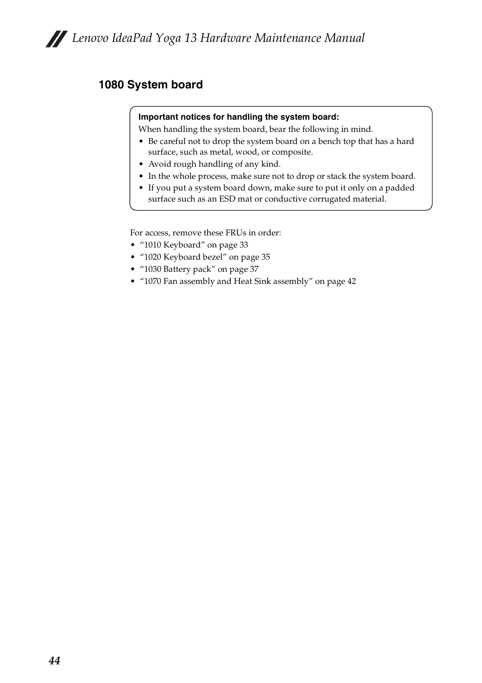 1080 system board, Lenovo ideapad yoga 13 hardware maintenance manual | Lenovo Yoga 13 Notebook IdeaPad User Manual | Page 48 / 73