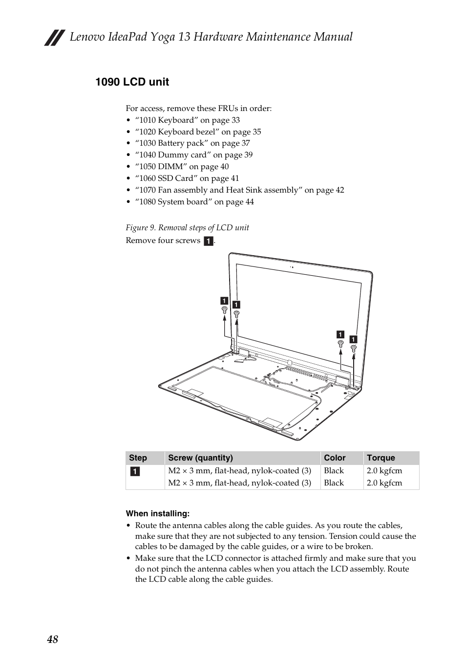 1090 lcd unit, Lenovo ideapad yoga 13 hardware maintenance manual | Lenovo Yoga 13 Notebook IdeaPad User Manual | Page 52 / 73