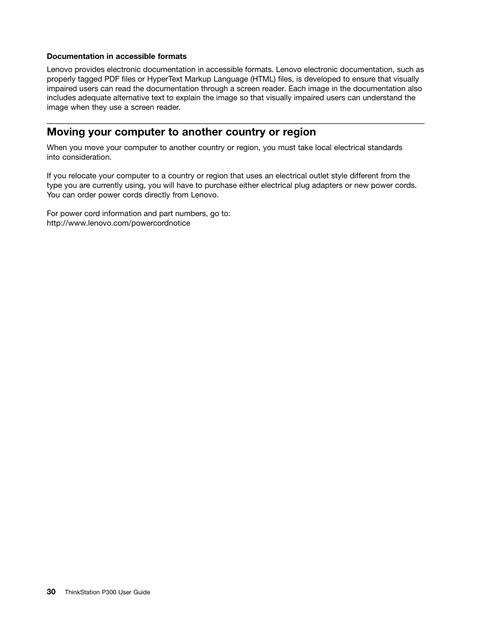 Moving your computer to another country or region | Lenovo ThinkStation P300 User Manual | Page 42 / 162
