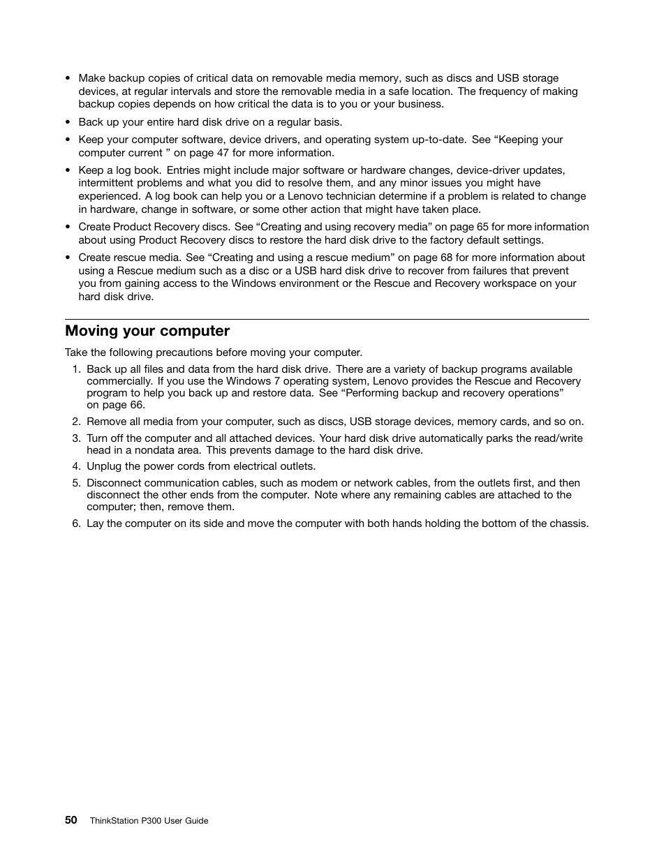 Moving your computer | Lenovo ThinkStation P300 User Manual | Page 62 / 162