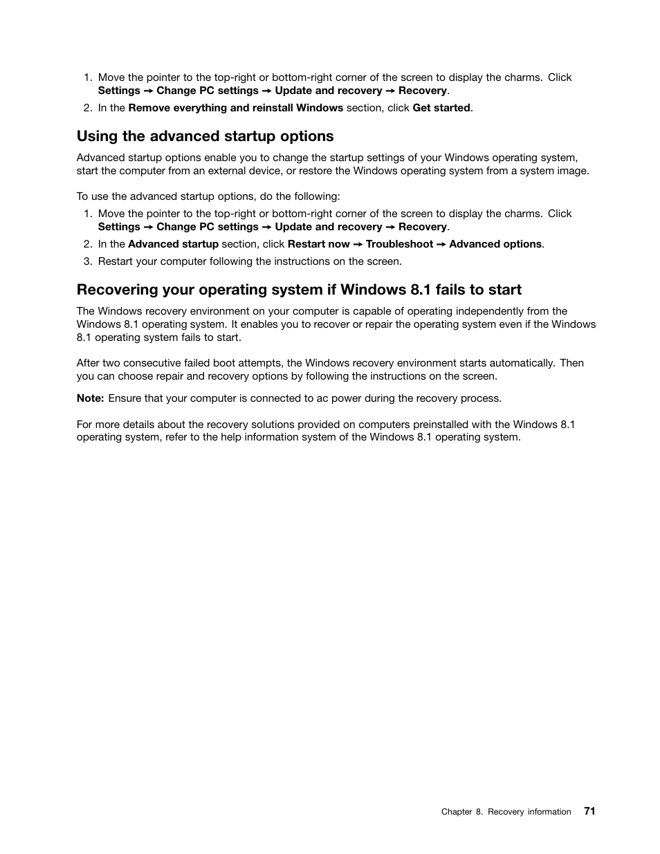 Using the advanced startup options | Lenovo ThinkStation P300 User Manual | Page 83 / 162