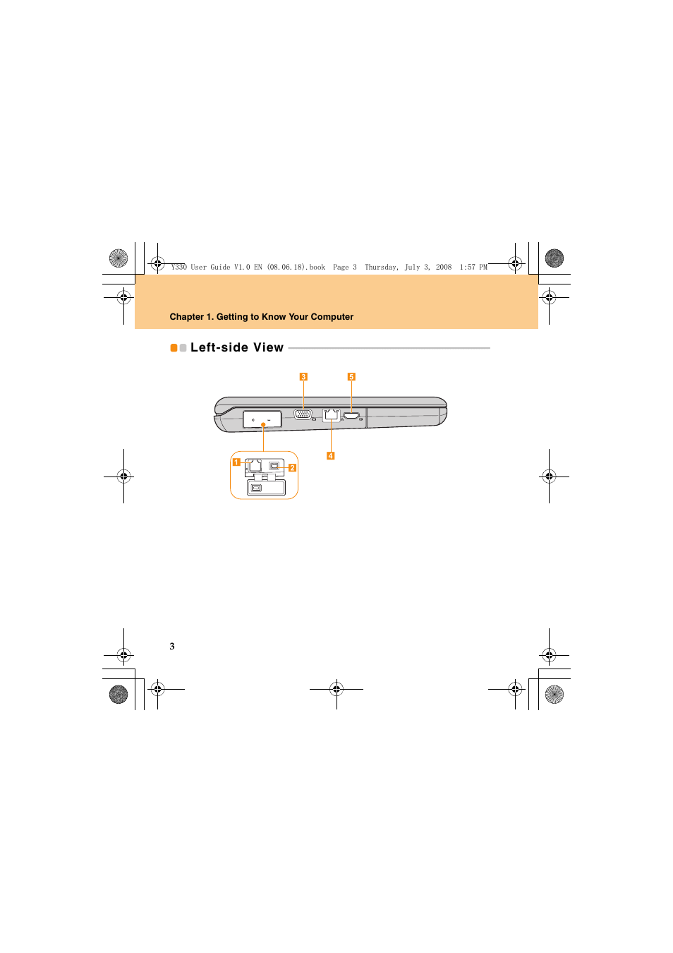 Left-side view | Lenovo IdeaPad Y330 User Manual | Page 12 / 148