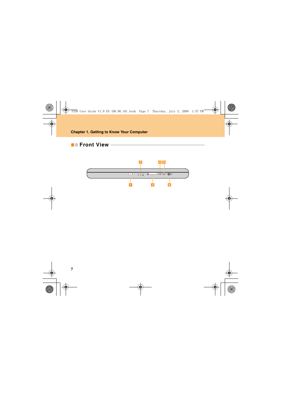 Front view | Lenovo IdeaPad Y330 User Manual | Page 16 / 148