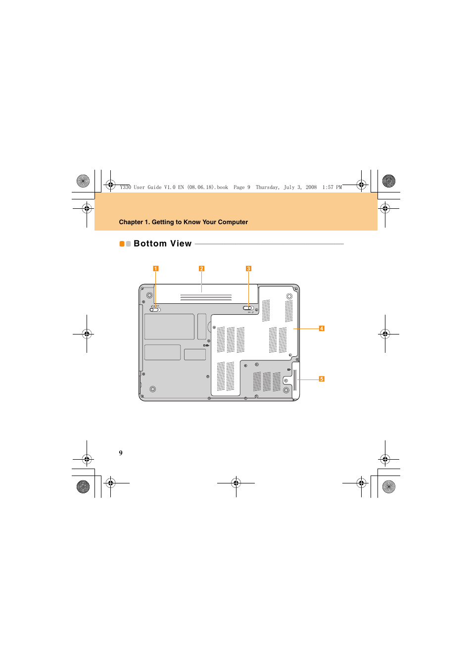 Bottom view | Lenovo IdeaPad Y330 User Manual | Page 18 / 148