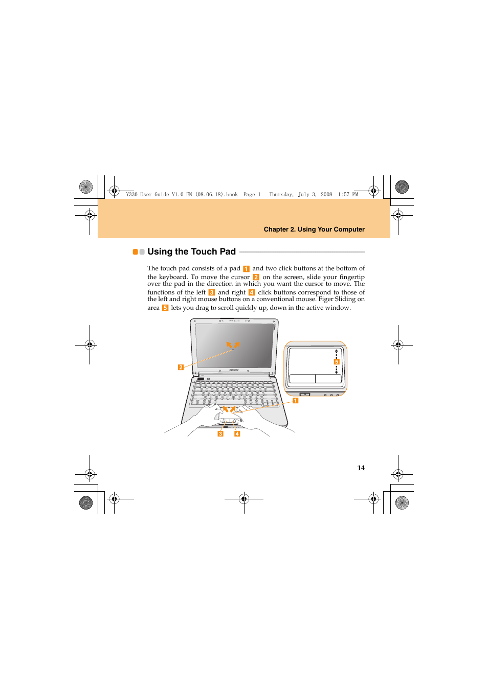 Using the touch pad | Lenovo IdeaPad Y330 User Manual | Page 23 / 148