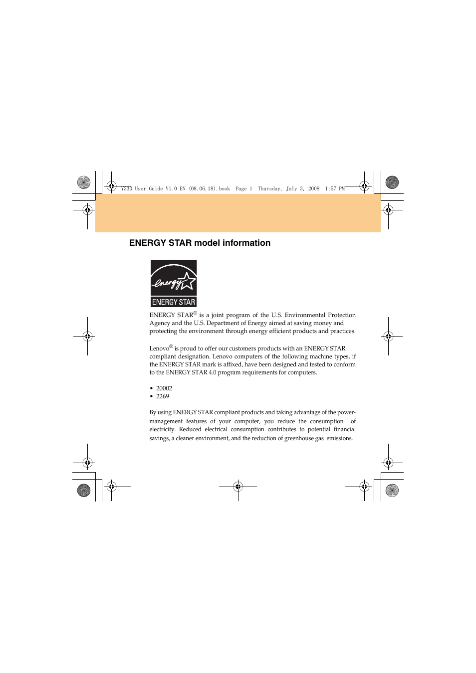 Energy star model information | Lenovo IdeaPad Y330 User Manual | Page 3 / 148