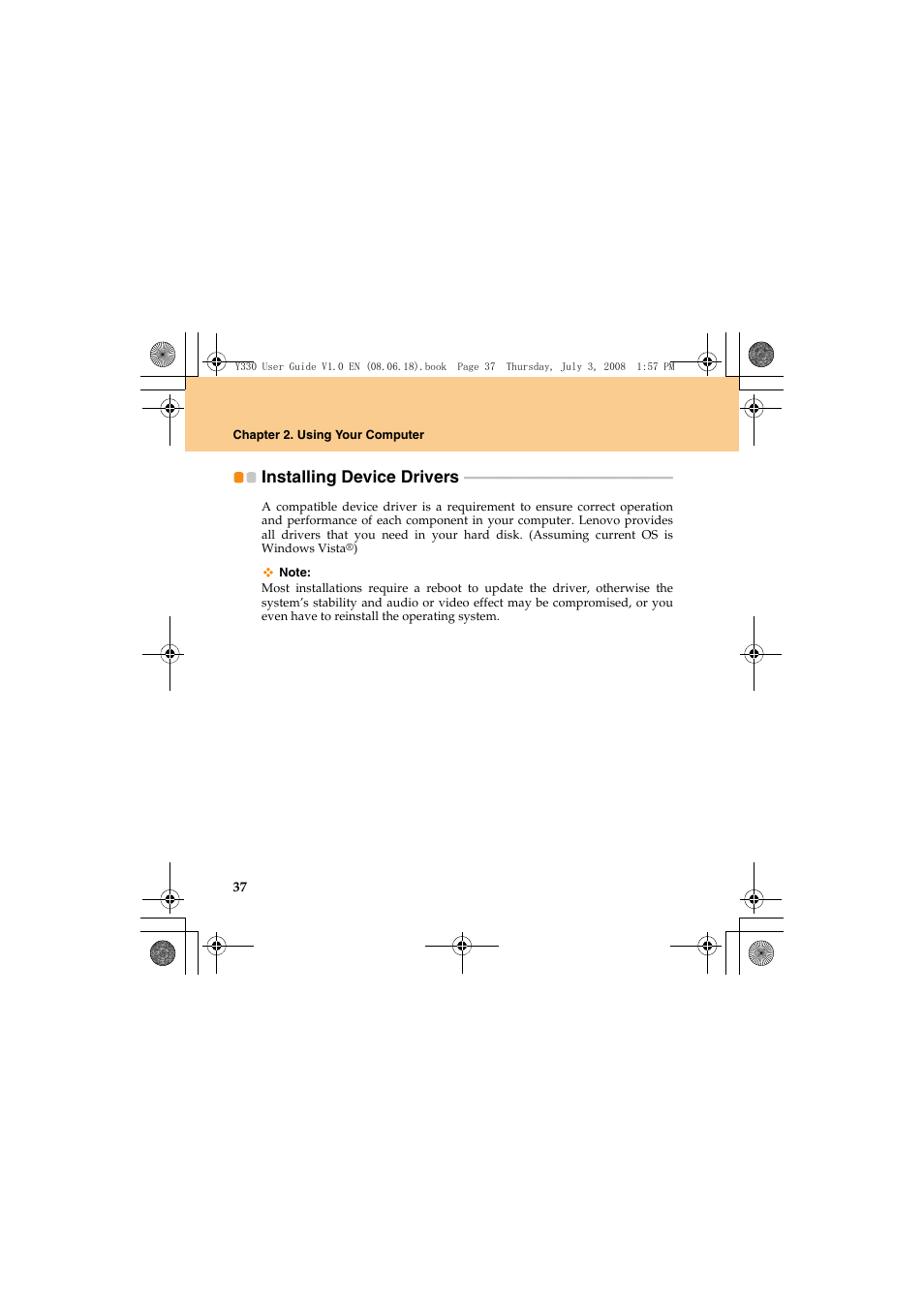 Installing device drivers | Lenovo IdeaPad Y330 User Manual | Page 46 / 148