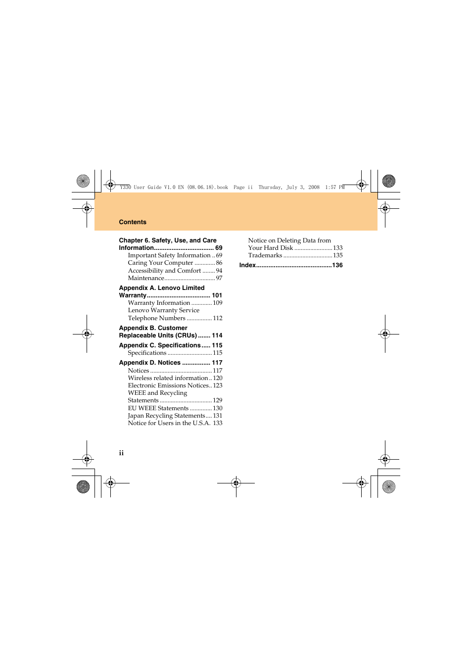 Lenovo IdeaPad Y330 User Manual | Page 8 / 148