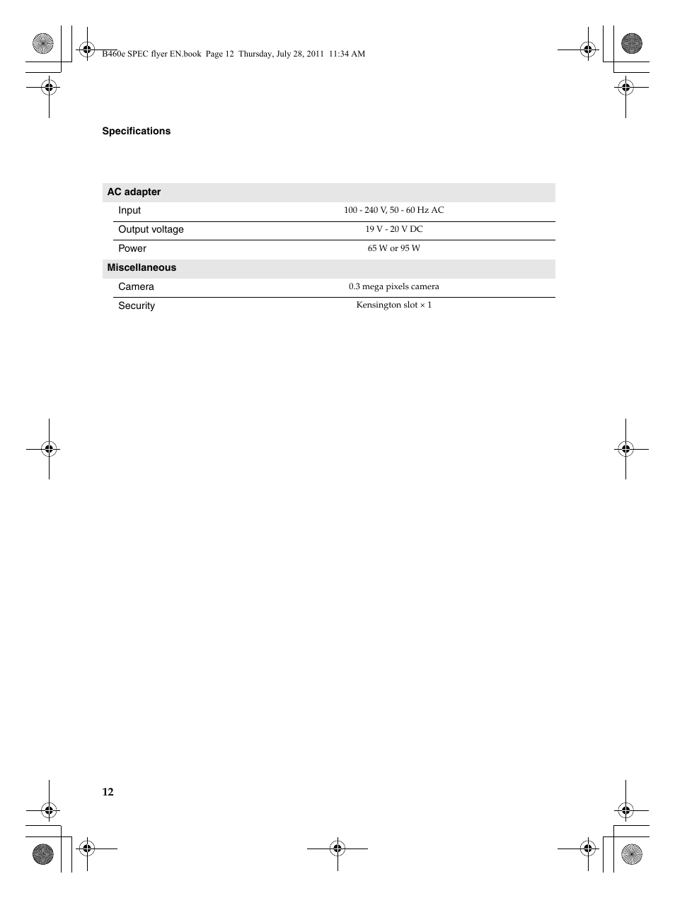 Lenovo B460e Notebook User Manual | Page 12 / 14