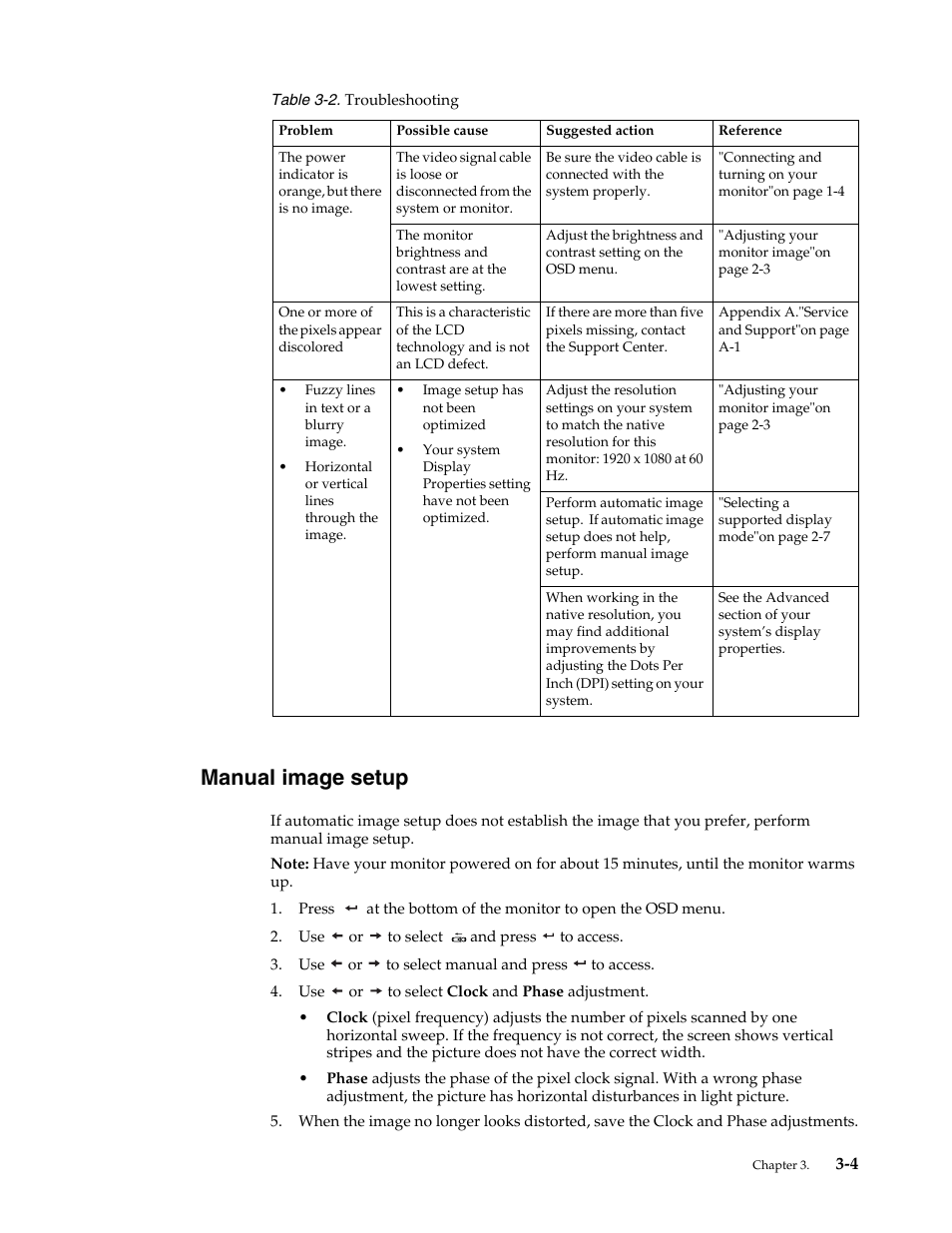 Manual image setup, Manual image setup -4 | Lenovo LI2361d Wide Flat Panel Monitor User Manual | Page 25 / 33