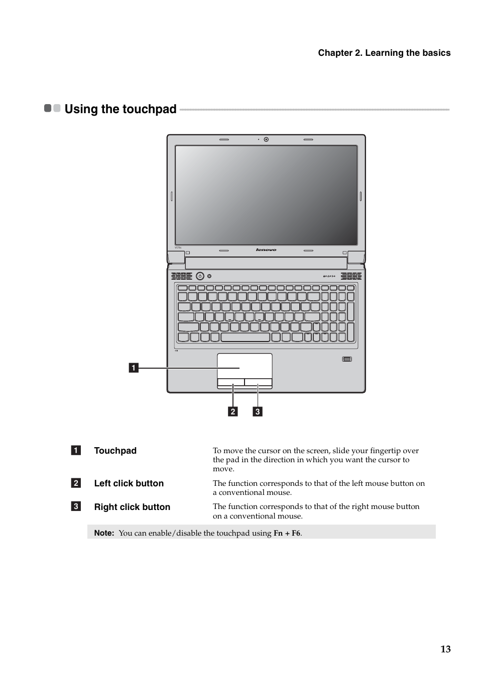 Using the touchpad | Lenovo V470c Notebook User Manual | Page 17 / 53