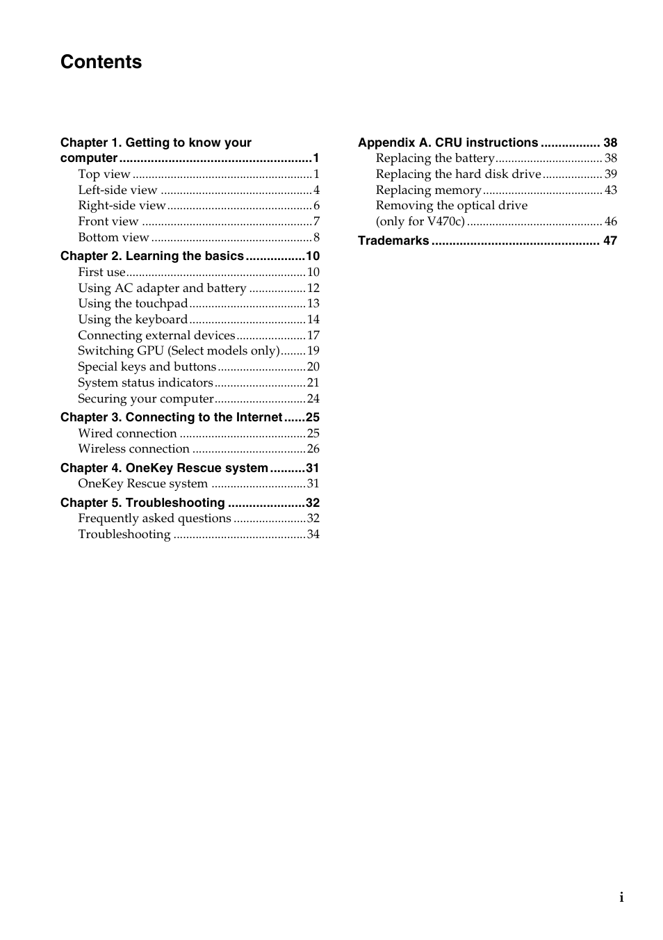 Lenovo V470c Notebook User Manual | Page 3 / 53