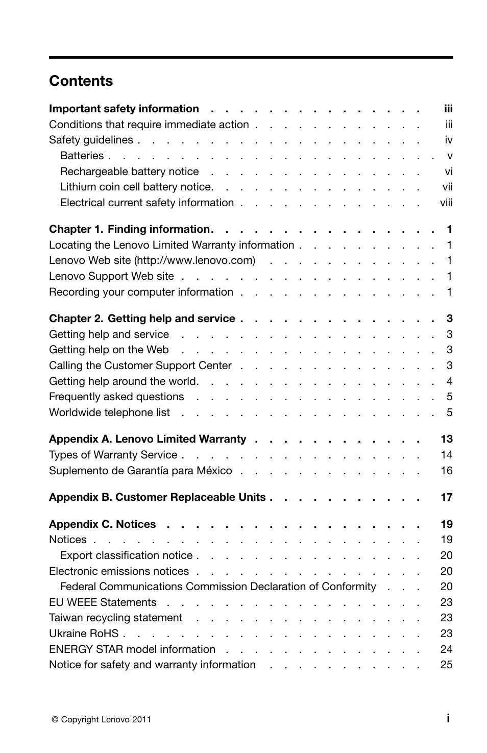 Lenovo ThinkPad X120e User Manual | Page 3 / 40