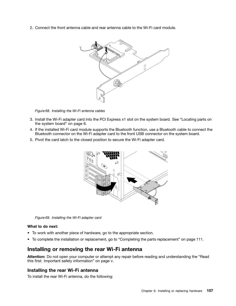 Installing or removing the rear wi-fi antenna | Lenovo ThinkStation P300 User Manual | Page 119 / 150