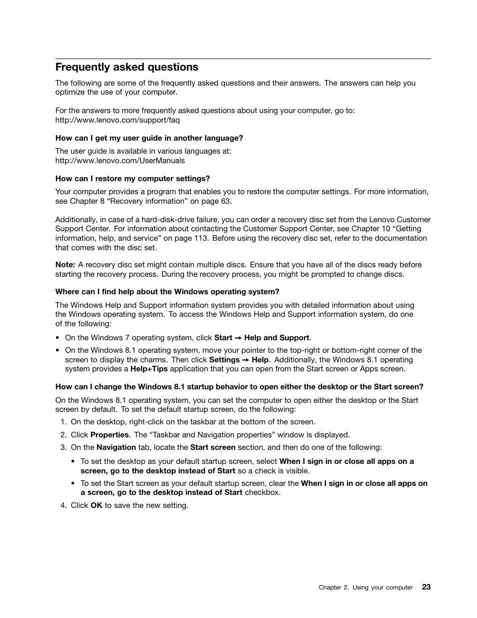Frequently asked questions | Lenovo ThinkStation P300 User Manual | Page 35 / 150