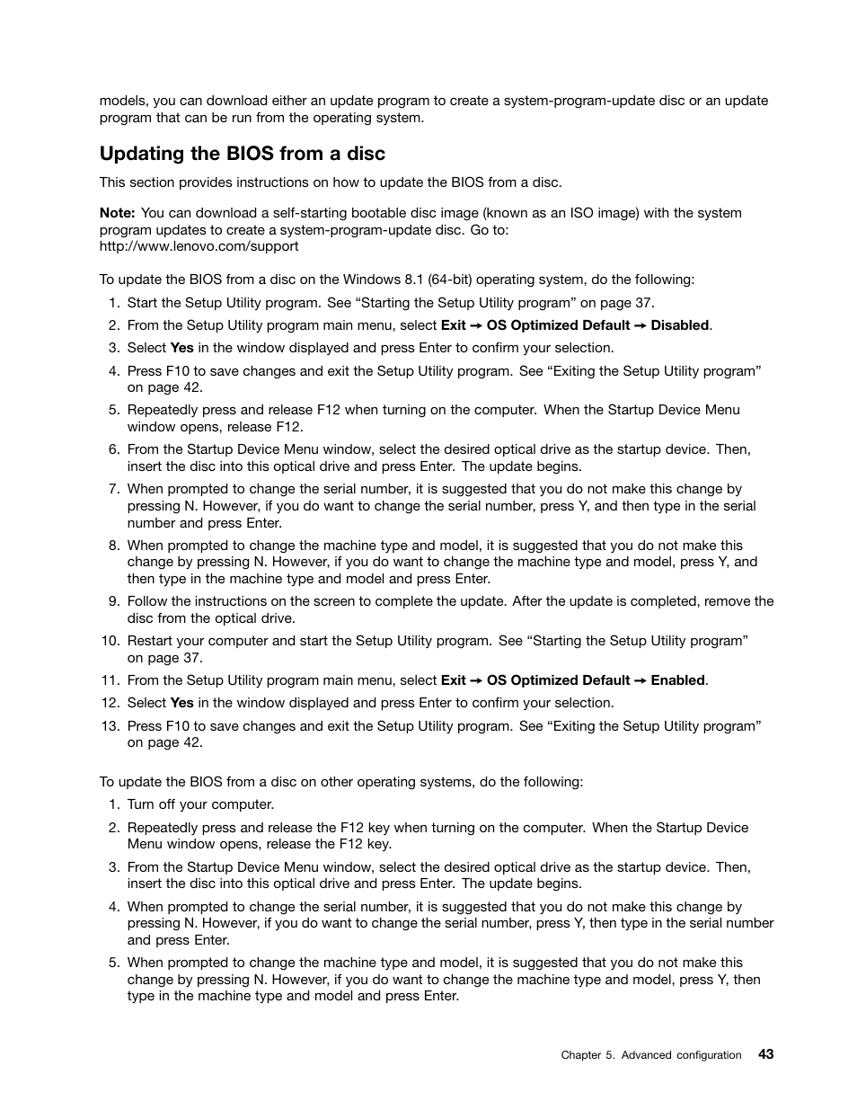 Updating the bios from a disc | Lenovo ThinkStation P300 User Manual | Page 55 / 150