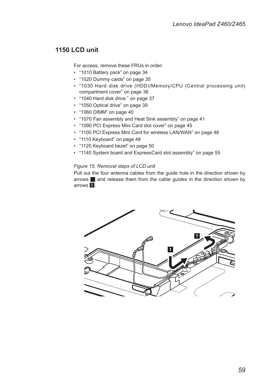 1150 lcd unit | Lenovo IdeaPad Z460 User Manual | Page 63 / 92