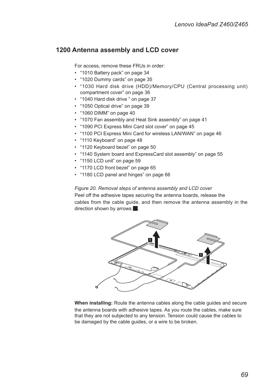 1200 antenna assembly and lcd cover | Lenovo IdeaPad Z460 User Manual | Page 73 / 92