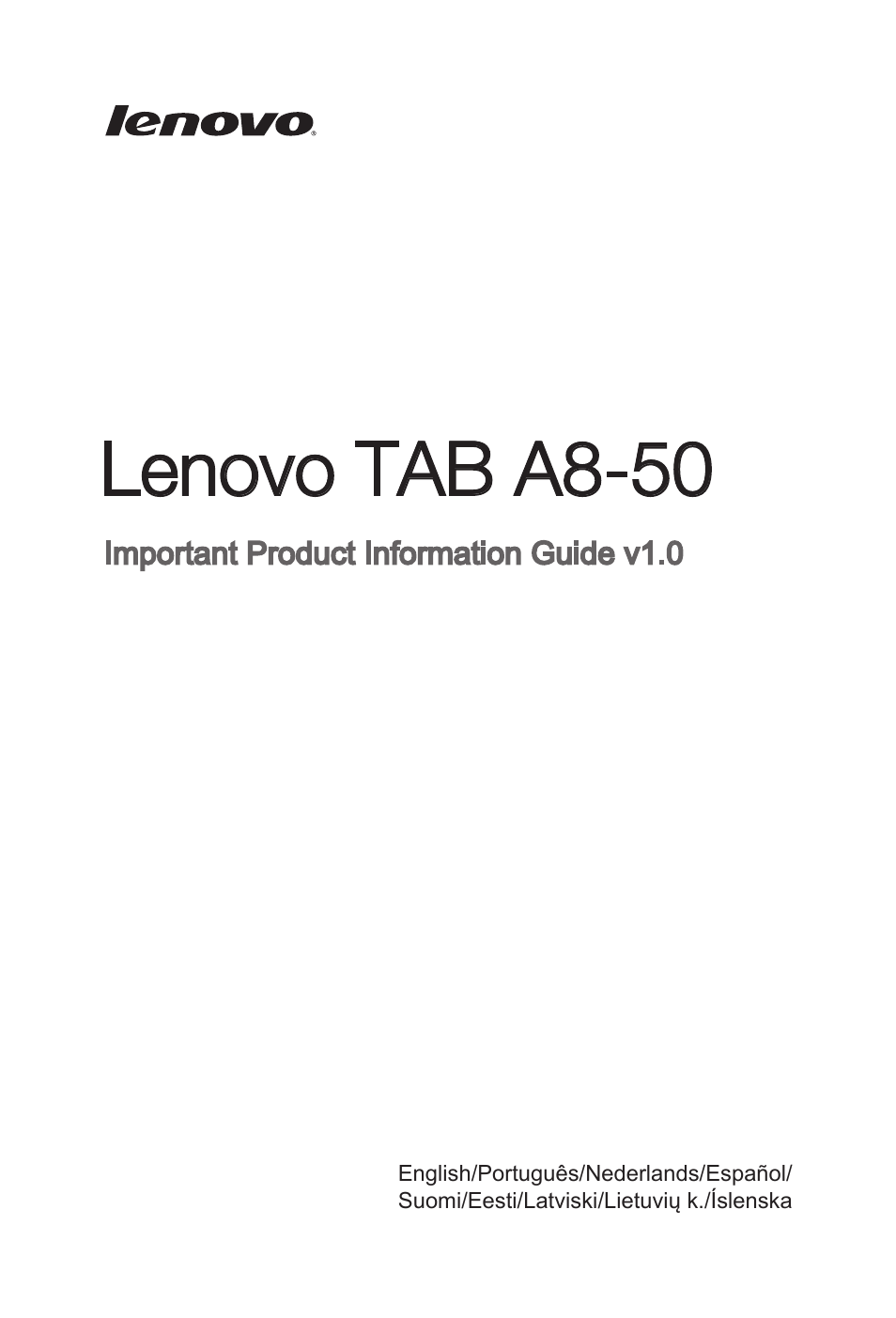 Lenovo A8-50 Tablet User Manual | 176 pages