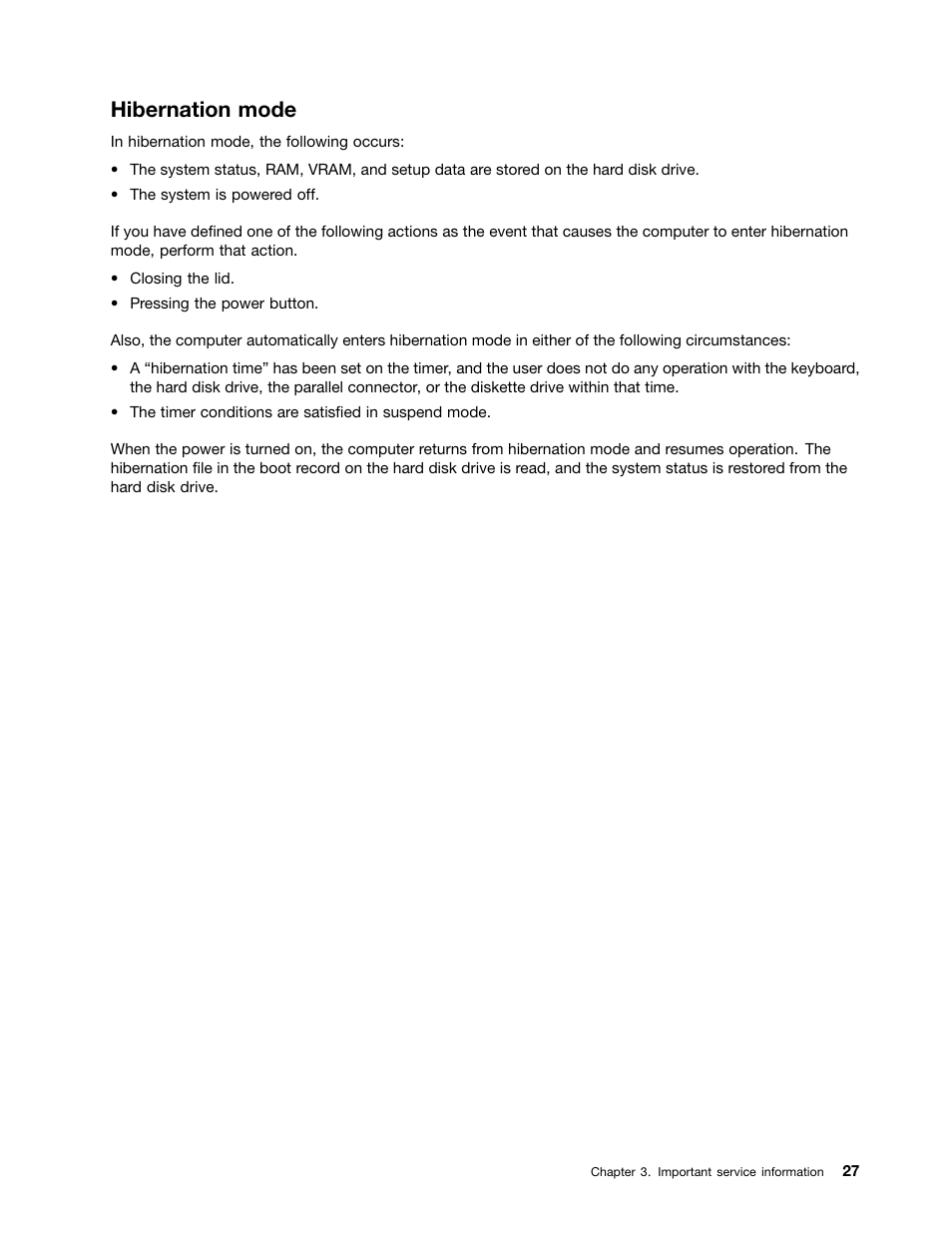 Hibernation mode | Lenovo M4400s notebook User Manual | Page 33 / 80