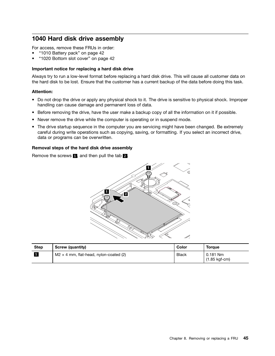 1040 hard disk drive assembly | Lenovo M4400s notebook User Manual | Page 51 / 80