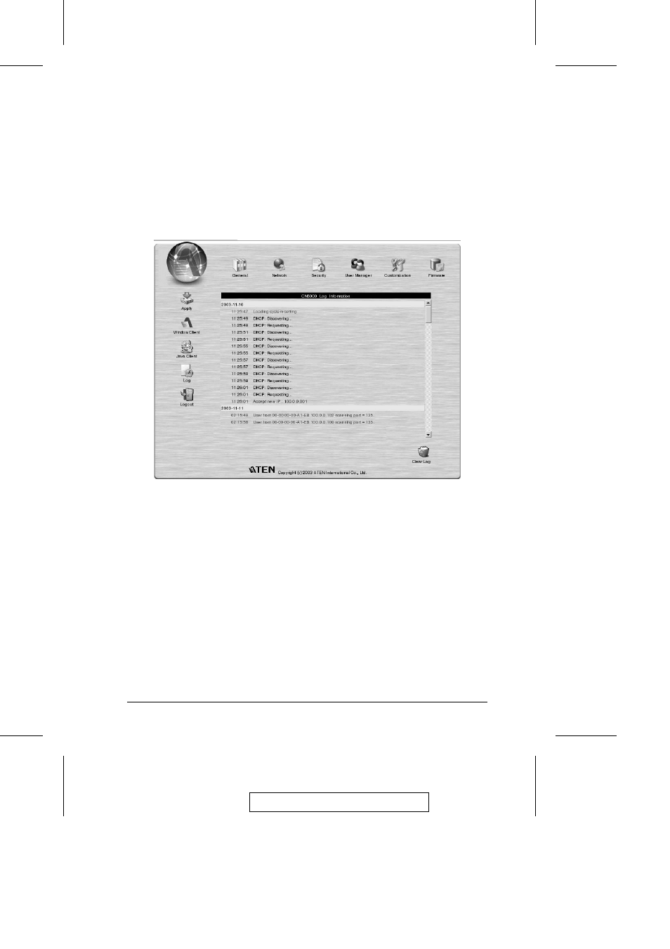 The log server | ATEN CN-6000 User Manual | Page 49 / 54