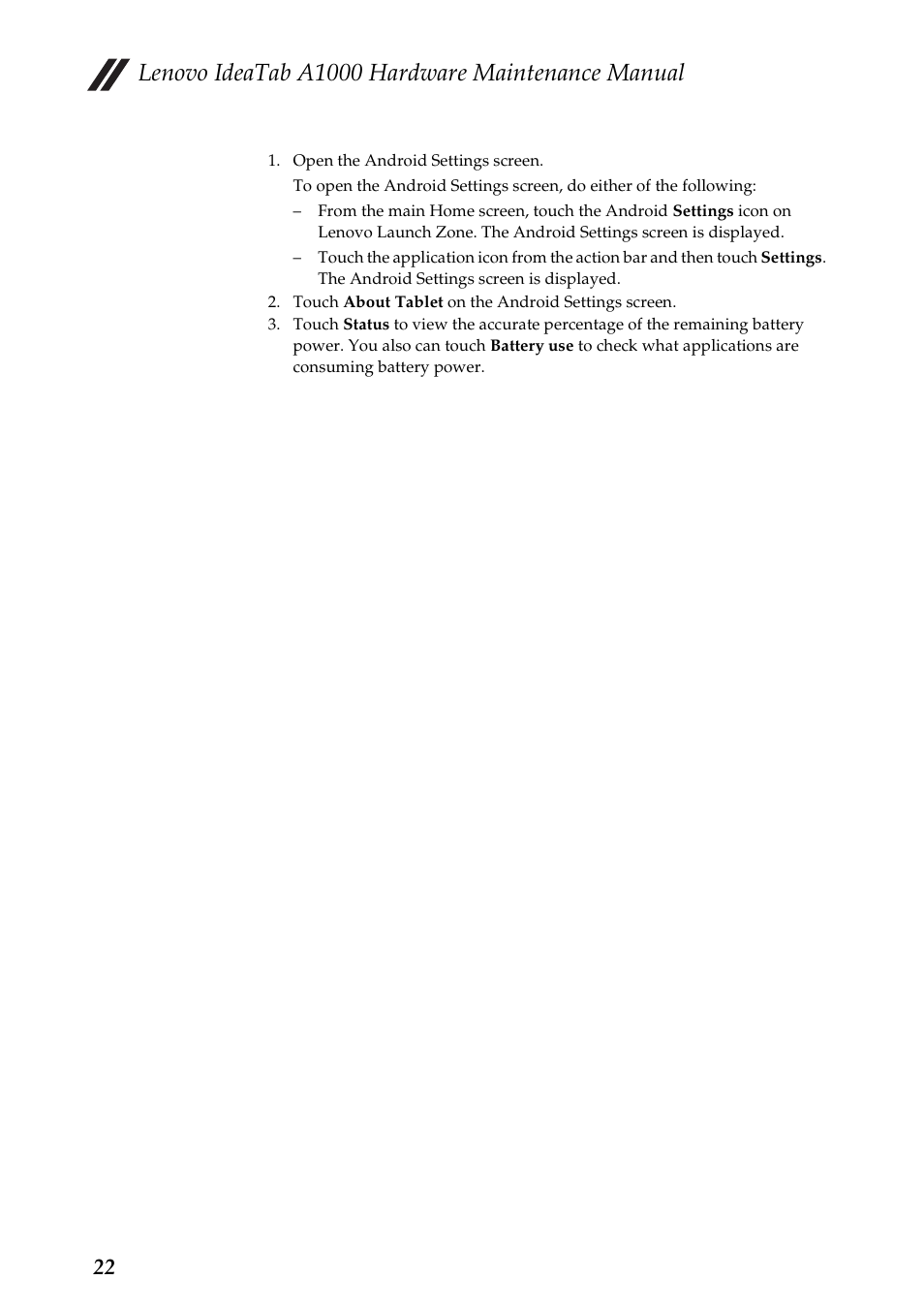 Lenovo ideatab a1000 hardware maintenance manual | Lenovo A1000 Tablet User Manual | Page 26 / 45