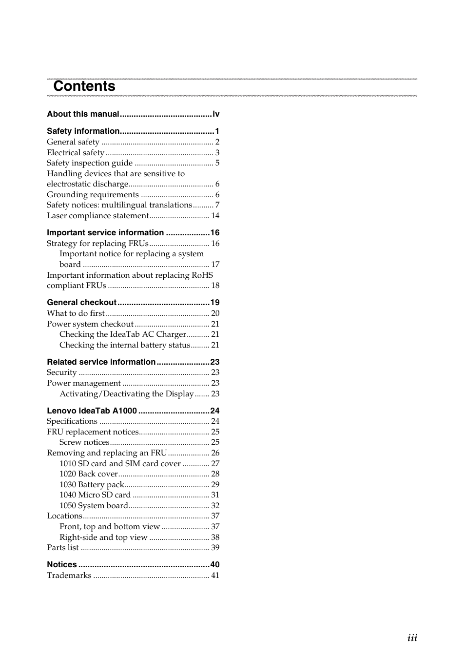 Lenovo A1000 Tablet User Manual | Page 3 / 45