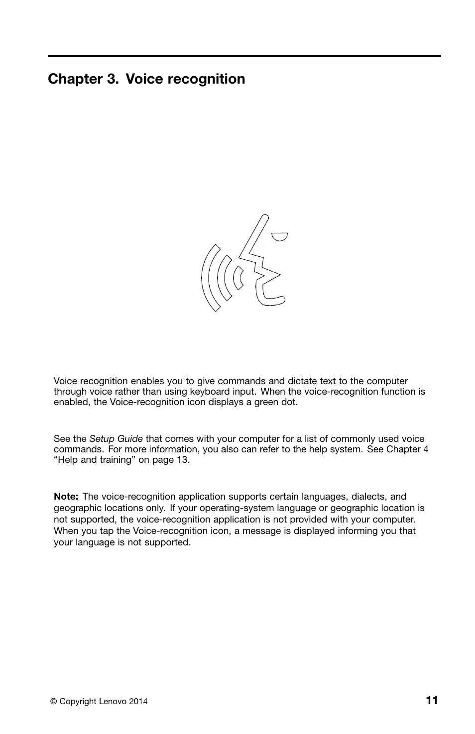 Chapter 3. voice recognition | Lenovo ThinkPad X1 Carbon Type 20A7 20A8 User Manual | Page 15 / 20