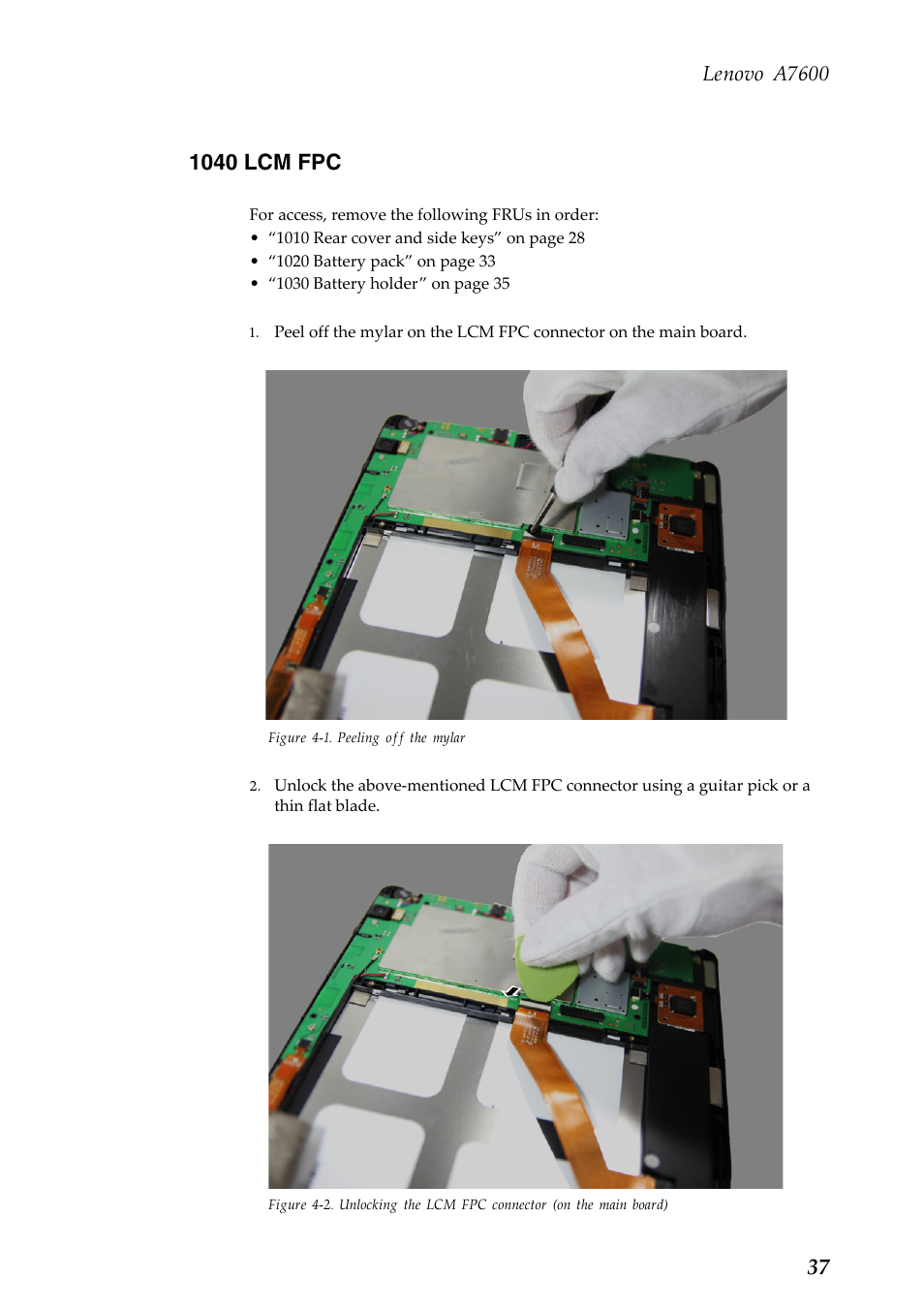 1040 lcm fpc, Lenovo a7600 | Lenovo A10-70 Tablet User Manual | Page 41 / 83