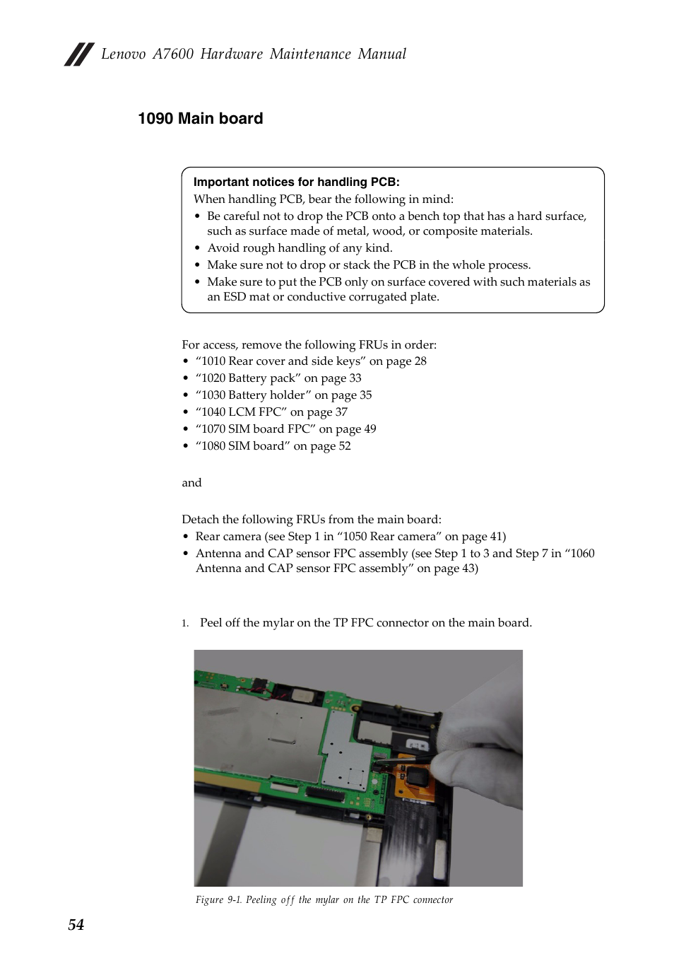 1090 main board, Lenovo a7600 hardware maintenance manual | Lenovo A10-70 Tablet User Manual | Page 58 / 83