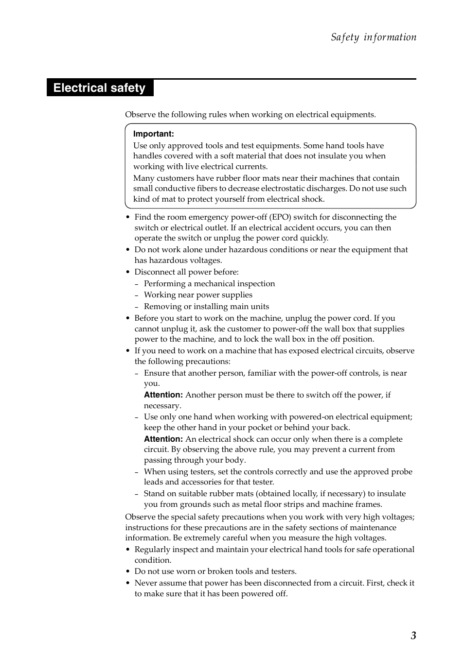 Electrical safety, Safety information | Lenovo A10-70 Tablet User Manual | Page 7 / 83