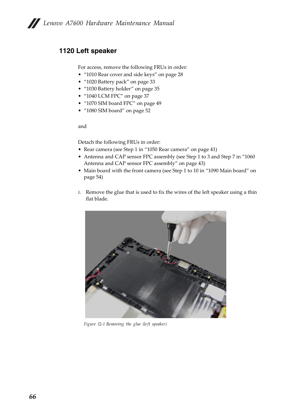 1120 left speaker, Lenovo a7600 hardware maintenance manual | Lenovo A10-70 Tablet User Manual | Page 70 / 83