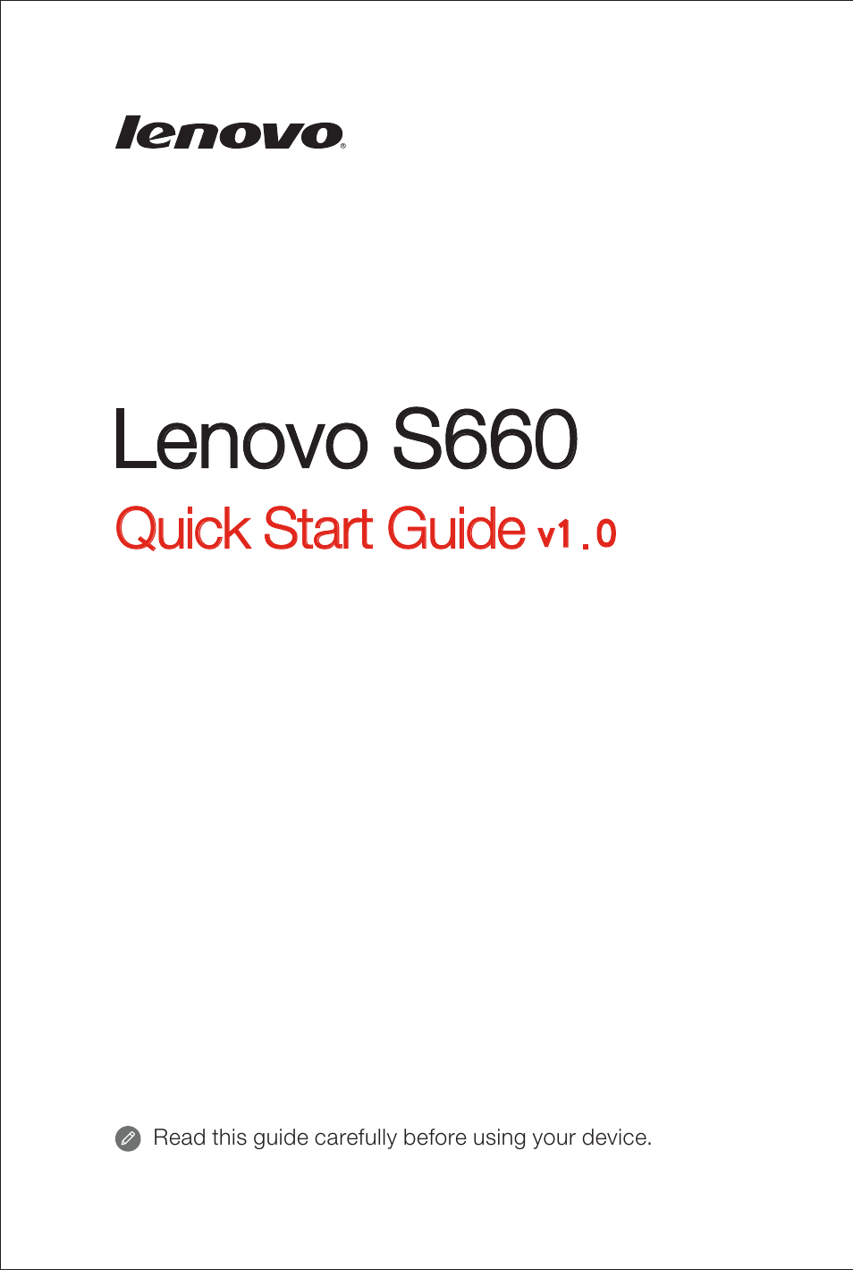 Lenovo S660 Smartphone User Manual | 6 pages